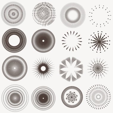 Collection of sunburst, retro vector design
