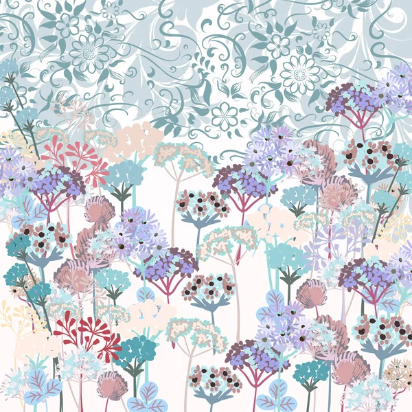 Fondo Con Flores Campo Colores Pastel — Vector de stock