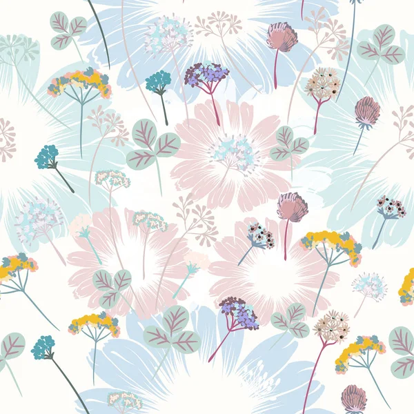 Beau Motif Vectoriel Floral Avec Des Fleurs — Image vectorielle