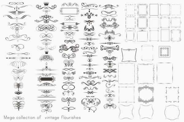 Colección Elementos Caligráficos Vectoriales Florituras Decoraciones Página Mega Set Para — Archivo Imágenes Vectoriales