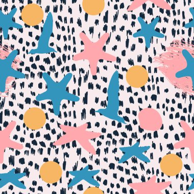 Deniz vektör duvar kağıdı yaz desen retro soyut tarzda