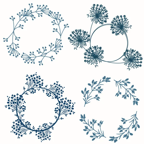 Ensemble Cadres Floraux Décoratifs Vectoriels Pour Conception — Image vectorielle