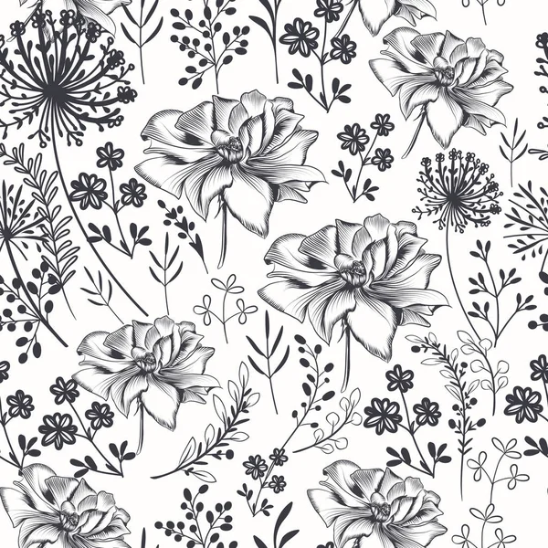 Mode main aube motif gravé witih floraux botaniques et — Image vectorielle