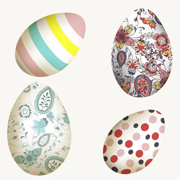Collezione di uova di Pasqua vettoriali decorate per il design — Vettoriale Stock