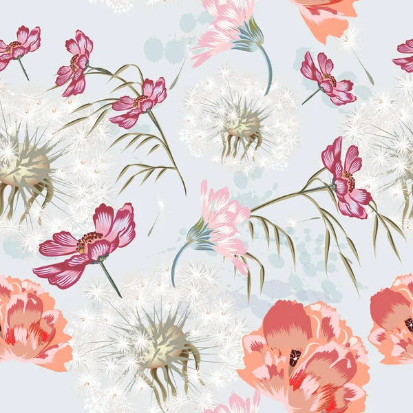 Floral seamless pattern with spring flowers