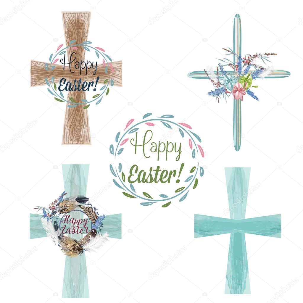 Collection of vecotr Easter crest for design