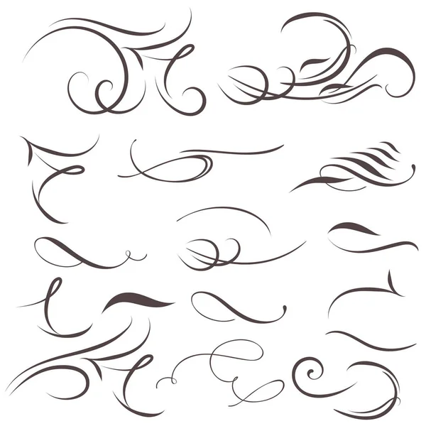 Verzameling van vector kalligrafische bloeit voor ontwerp — Stockvector