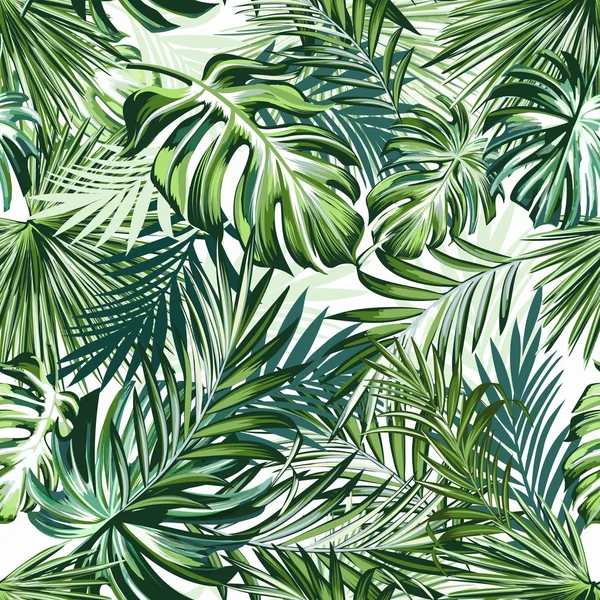 Beautiful tropical pattern with green palm leaves for design ide — Stock Vector