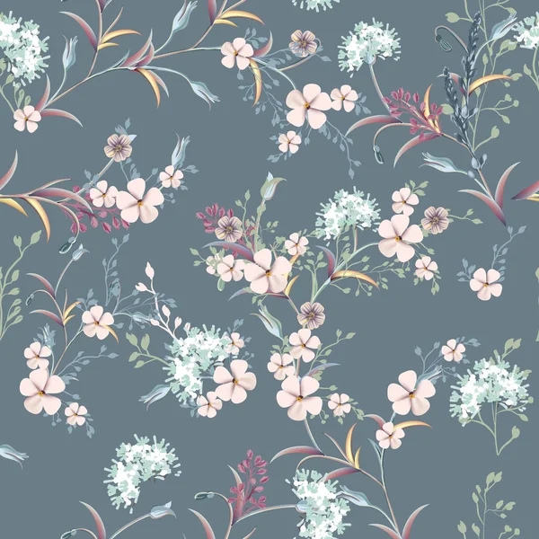 Mooie vector Vintage patroon met zachte bloemen — Stockvector