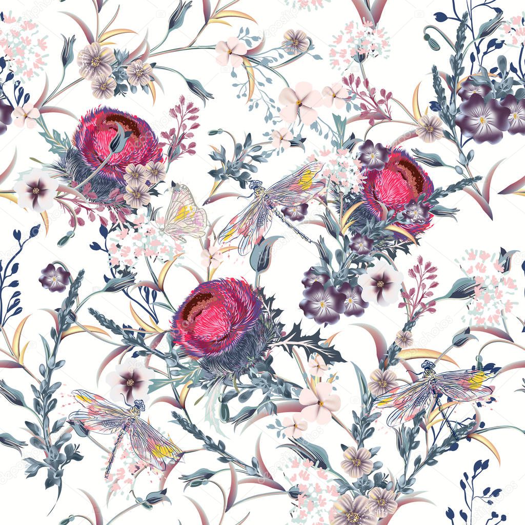 Beautiful vector vintage pattern in classic style with summer fl