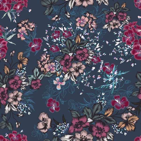 ヴィンテージスタイルの花と美しいファッションベクトルエレガントな花のパターン — ストックベクタ
