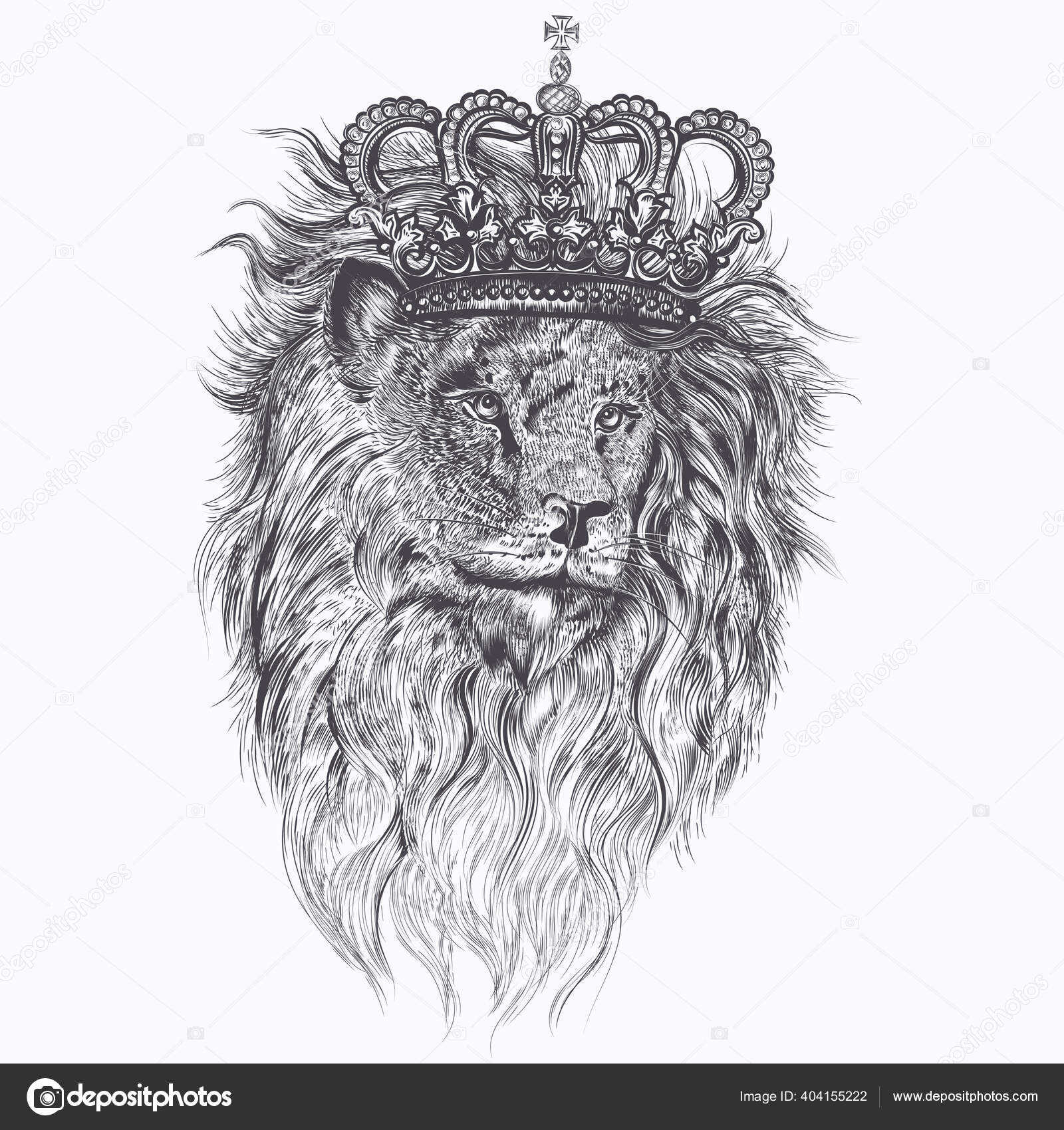 Image vectorielle Illustration Tatouage Vectoriel Dessinée Main Avec Lion  Couronne Royale Pour par ©MashaKotscur - 404155222, image size:1600x1700