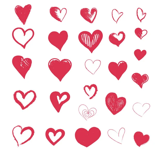 Ručně Kreslené Vektorové Srdce Kolekce Designových Prvků Pro Valentýna — Stockový vektor