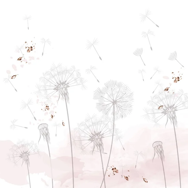 Illustration Vectorielle Pissenlit Style Minimaliste Rustique Scène Matin Rêveuse Rose — Image vectorielle