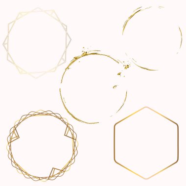 Tasarım için soyut vektör altın çerçevelerinin koleksiyonu