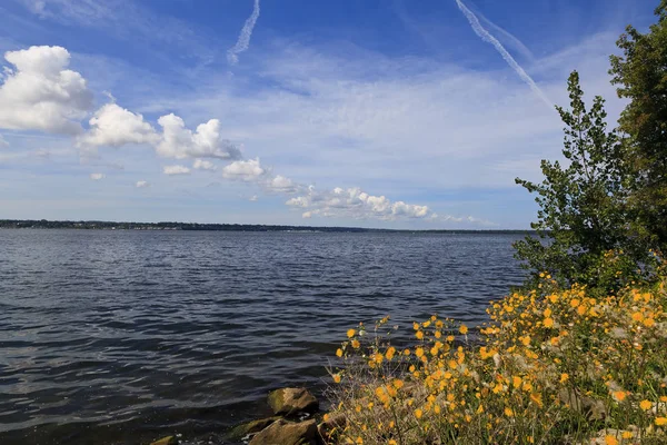 Lake Erie i sommar från Presque Isle State Park — Stockfoto