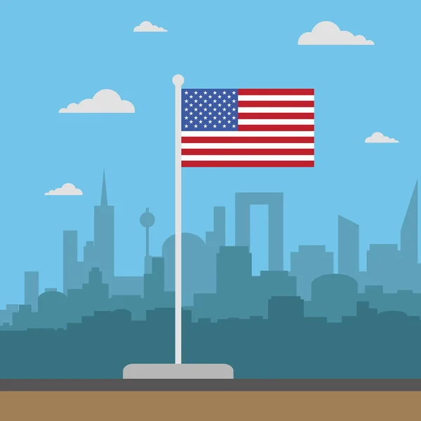 Usa Flag Flat Style City — Stock Photo, Image