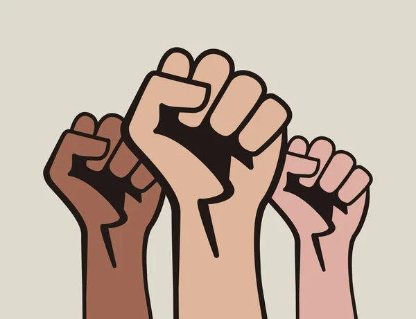 Raised Three Fists Power People — Stock Photo, Image