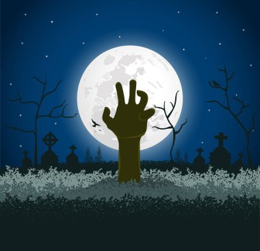 Spooky Halloween arka plan, zombi el ile