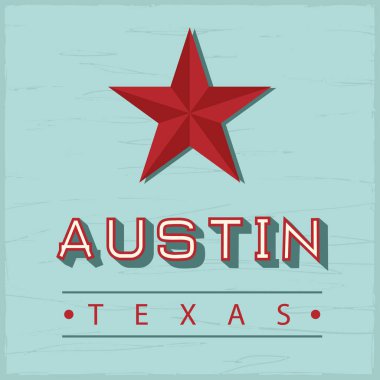 Austin Texas işaretiyle yeşil vintage ahşap arka