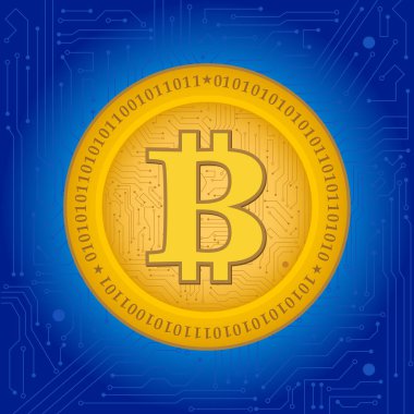 bitcoin Kripto madeni para ile mavi arka plan