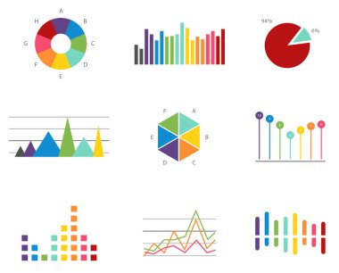 Veri Finans diyagramı grafik kümesi. Grafik ve iş raporu