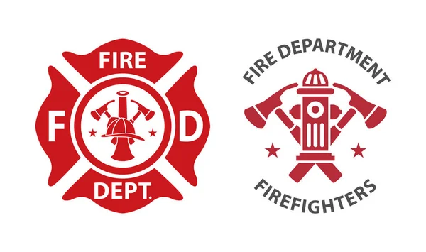 Логотипы Пожарной Охраны Набор Современных Винтажных — стоковый вектор