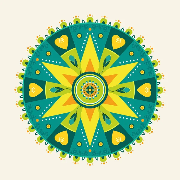 Grüne Blume Mandala Kreis Für Meditation — Stockvektor