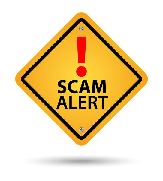 Yellow scam alert road sign