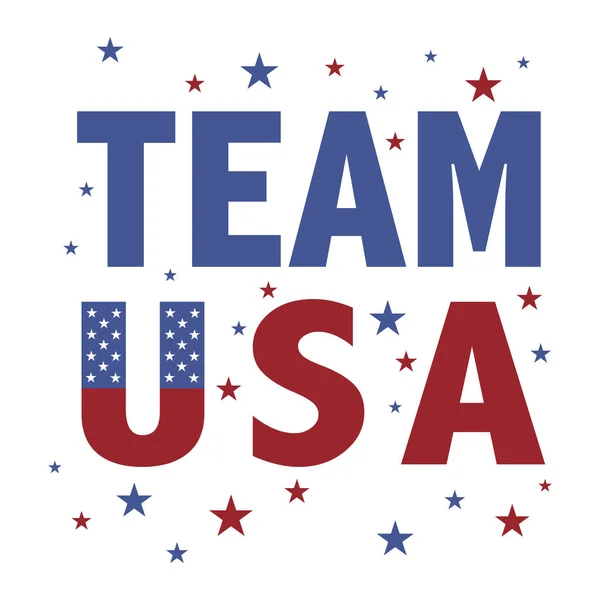 Texte Team Usa Avec Étoiles Rouges Bleues — Image vectorielle