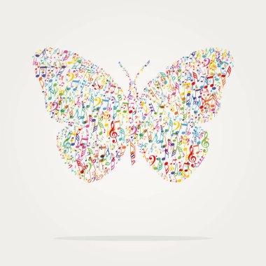 butterfly shape music color clipart