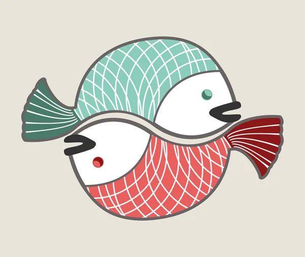 Cercle amour poissons — Image vectorielle