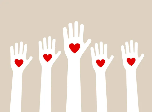 Mãos levantando amor —  Vetores de Stock