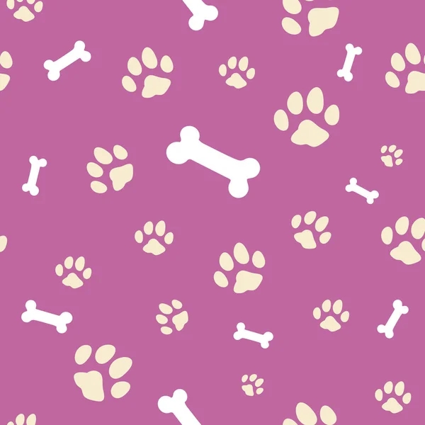 Pink bone and paw texture — Stock Vector