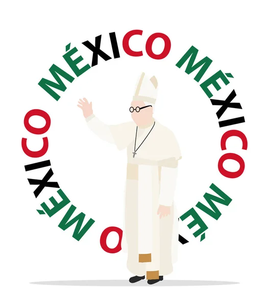 Visita Papa Cristão México — Vetor de Stock