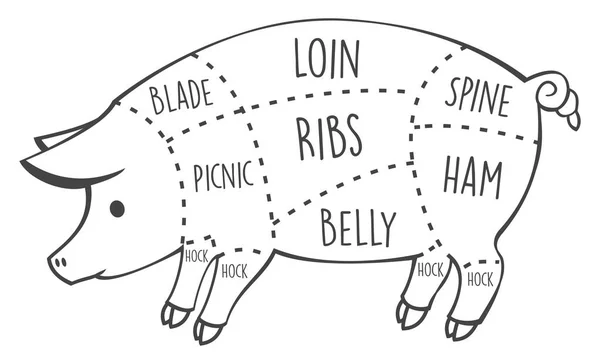 Pedaços de carne de porco — Vetor de Stock