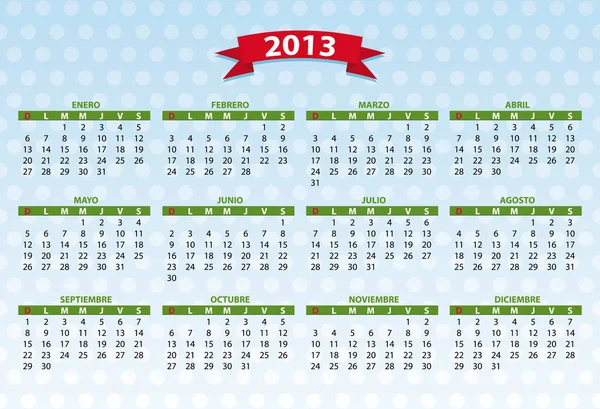 Spanischer Kalender 2013 — Stockvektor