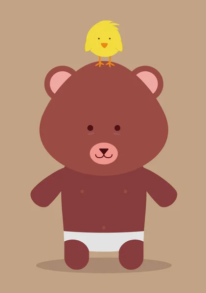 Дитячий ведмідь і курка — стоковий вектор