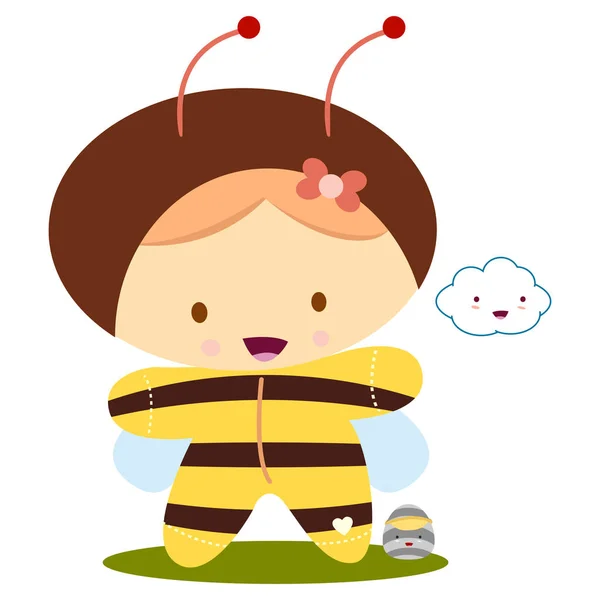 Bébé abeille kawaii — Image vectorielle