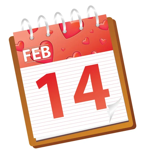 Calendario rojo febrero — Vector de stock