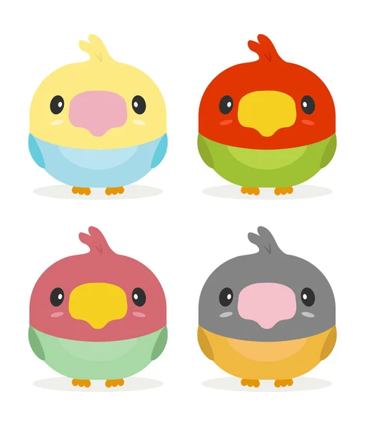 Kawaii vogels — Stockvector