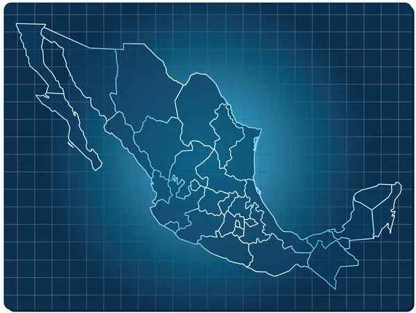 Meksika karanlık harita — Stok Vektör