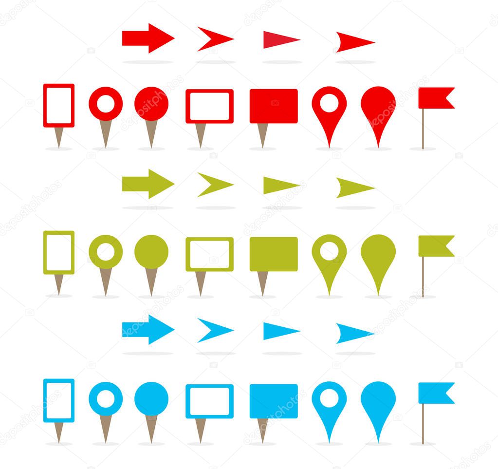 map pins and arrows