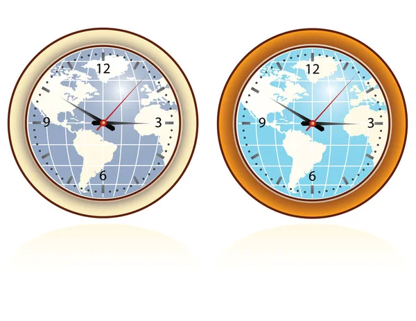 Wall world clock — Stock Vector