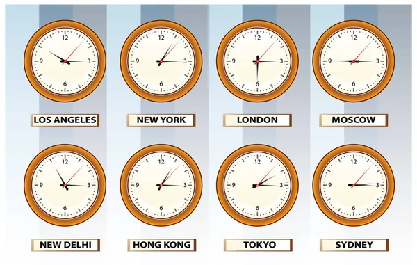 Tijd wandklokken — Stockvector