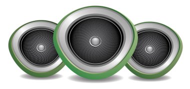 Müzik oynamak için üç yeşil speakes kümesi