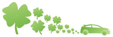 yeşil araba dört petal yonca çizim ile