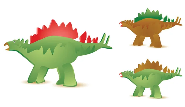 Set Van Drie Stegosaurus Diffferent Kleuren — Stockvector