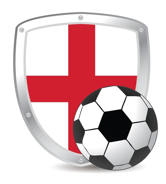 England Shield Soccer Red Cross White — Stock Vector