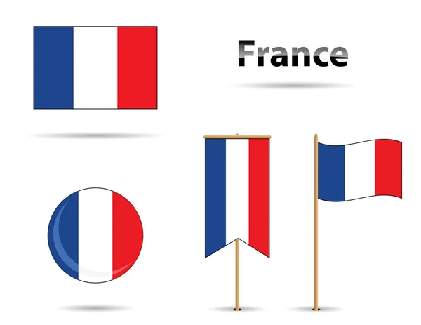 Ensemble Quatre Drapeaux Différents France — Image vectorielle